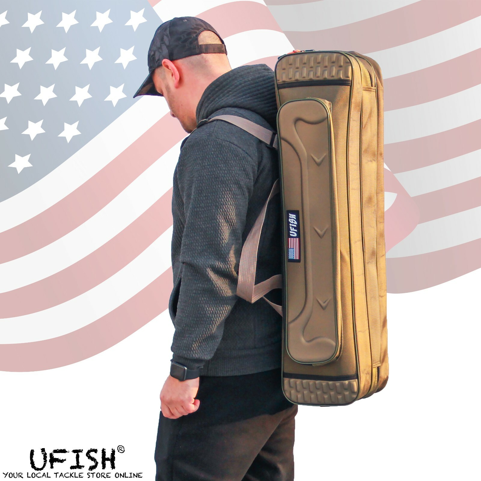 UFISH - Fishing Rod Bag , Pole Travel Case with Tackle Storage , Ice fishing