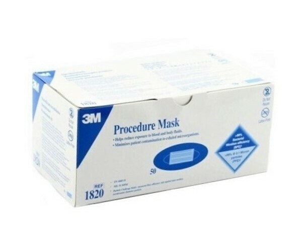 *600-Pieces* 3M Procedure Face Mask Reduces Fluid & Microorganisms Exposure 1820
