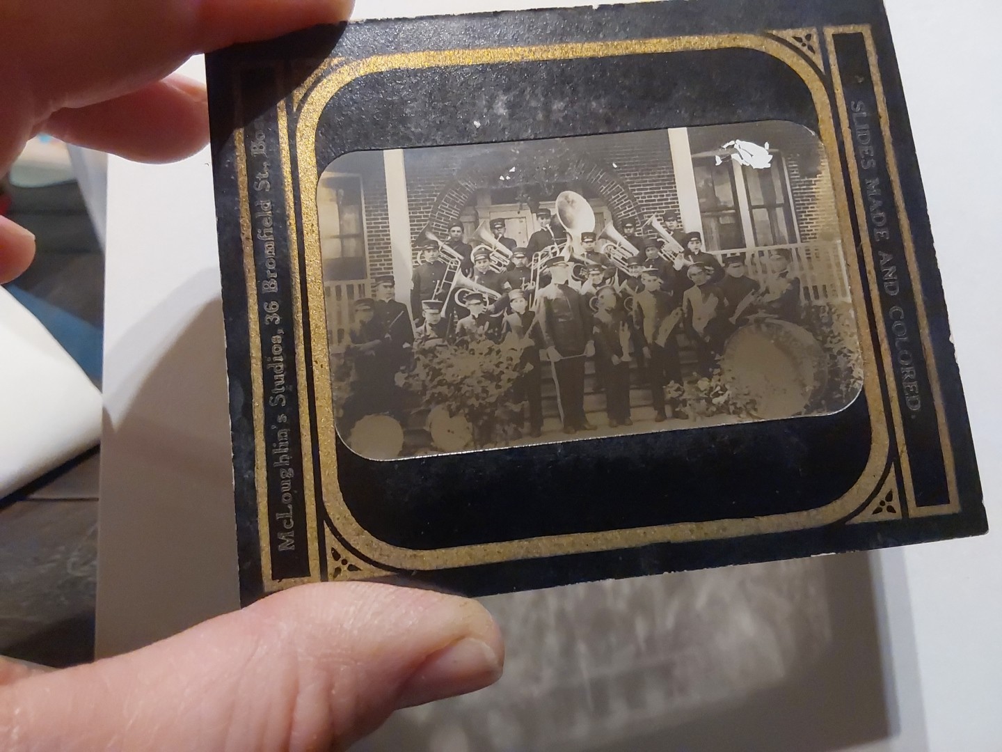 Indian School Band Glass Magic Lantern Slide Native American