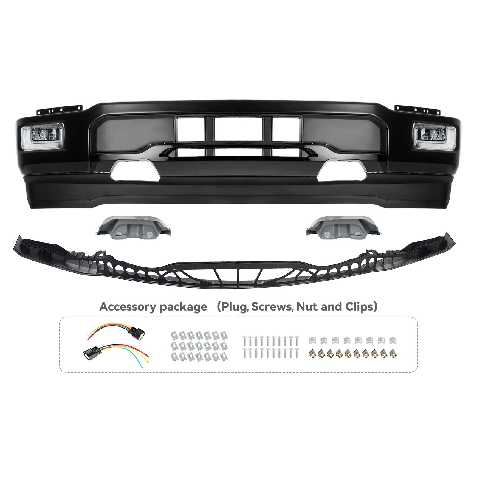 Front Bumper Assembly For 2024-2025 Ford F-150 Upgrade Foglights w/o Sensor Hole