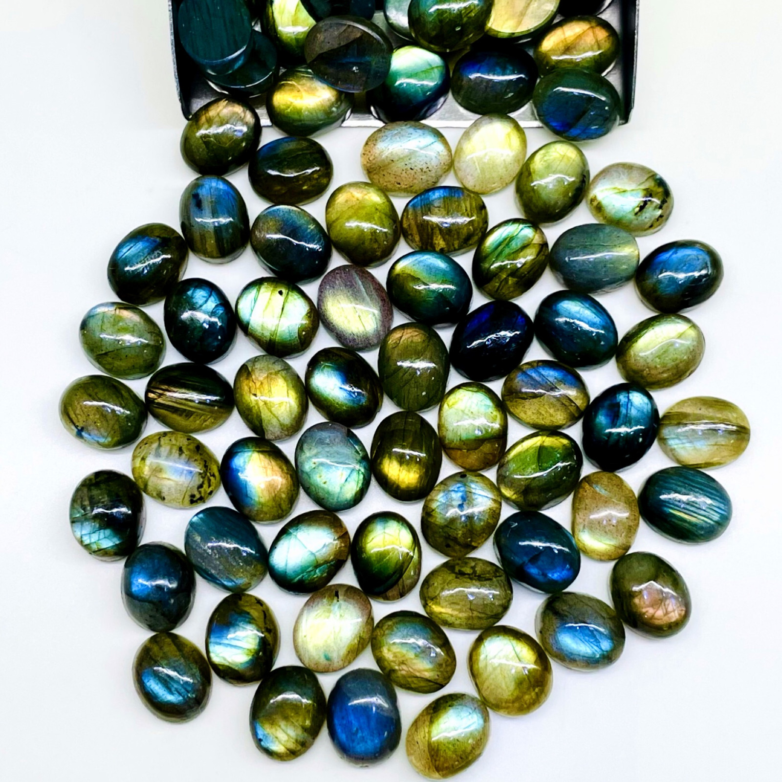 30 Pcs Natural Labradorite 10x8mm Oval Flashy Loose Gemstones Wholesale Lot