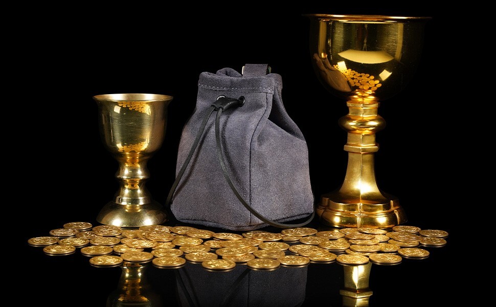 Medieval Belt Pouch Renaissance Accessories Suede Bag for LARP Cosplay - Blue