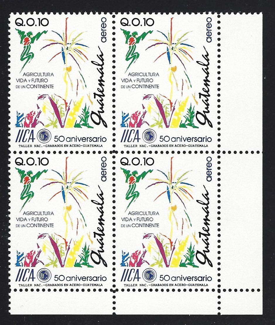 GUATEMALA 1992 SCOTT C844 x4 AGRICULTURE  MINT NH