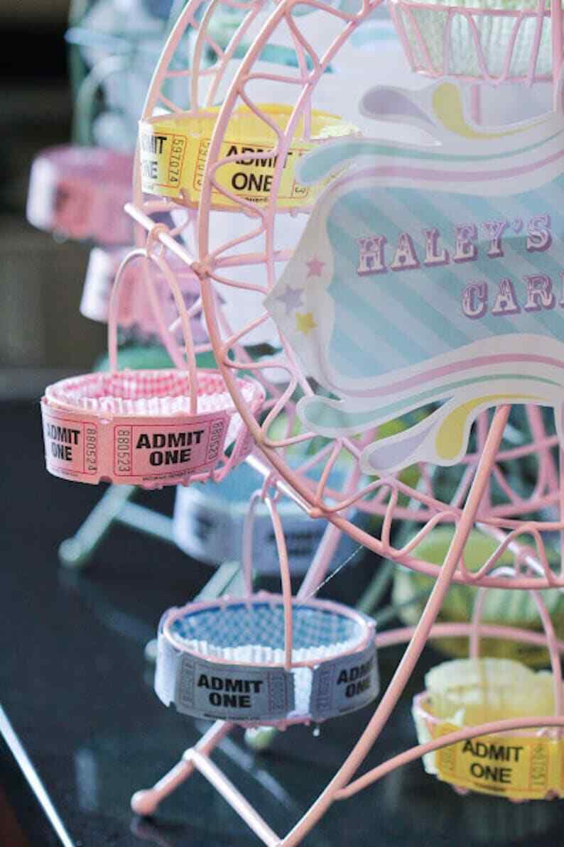 Raffle Tickets Roll Pink Yellow Pastel Admit One Ticket for Carnival Party