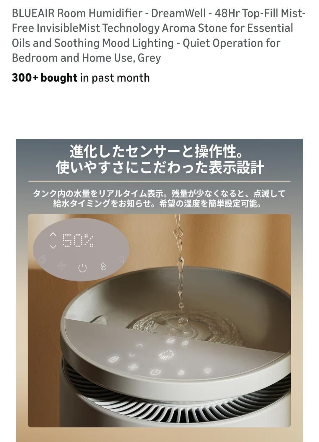 BLUEAIR Room Humidifier - DreamWell - 48Hr Top-Fill Mist-Free InvisibleMist Tech