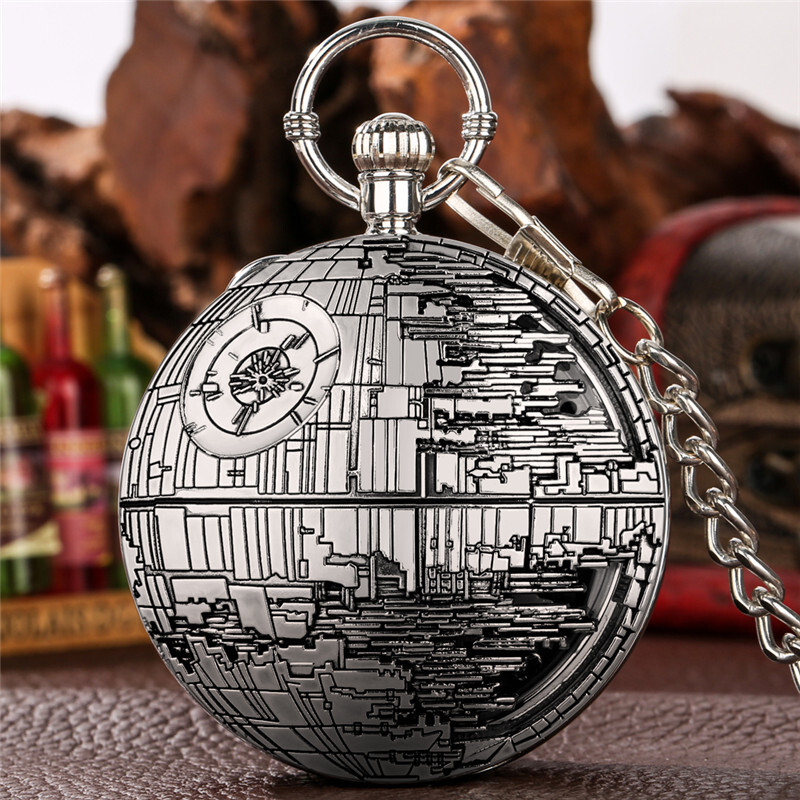 Retro Pocket Watch Star War Song Manual Musical Quartz Movement FOB Chain Gift