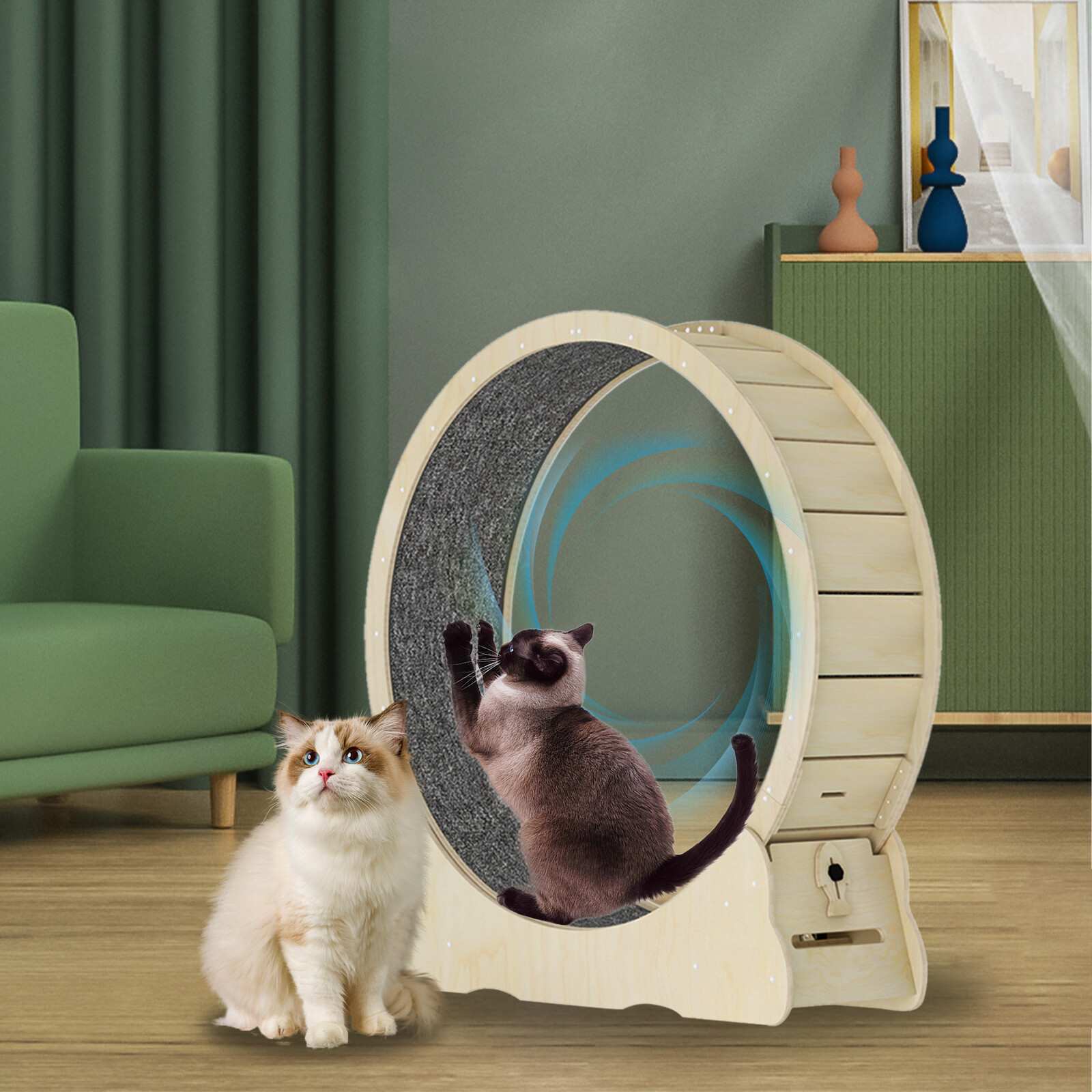 Cat Exercise Wheel Solid Wooden Cat Treadmill Running Wheel Cat Sport Kitty Toy