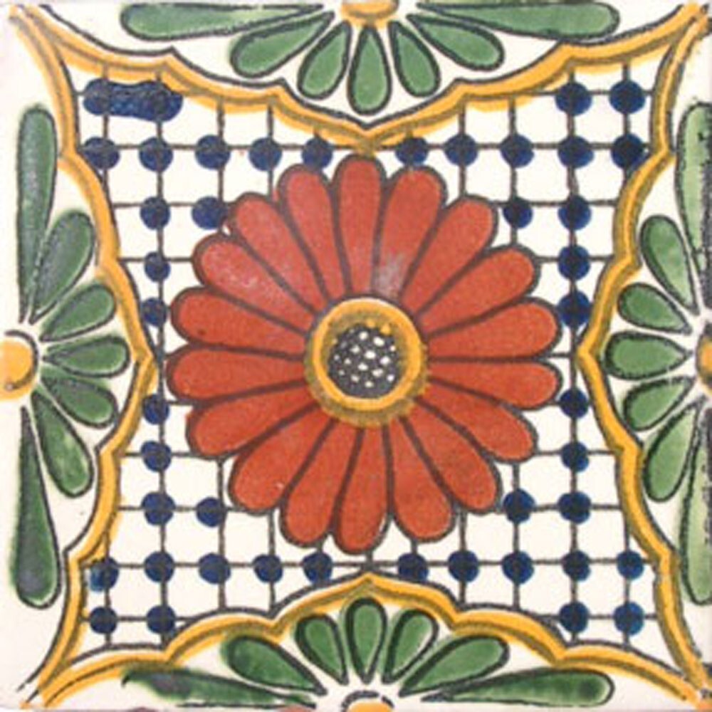 C#023) MEXICAN TILES CERAMIC HAND MADE SPANISH INFLUENCE TALAVERA MOSAIC ART