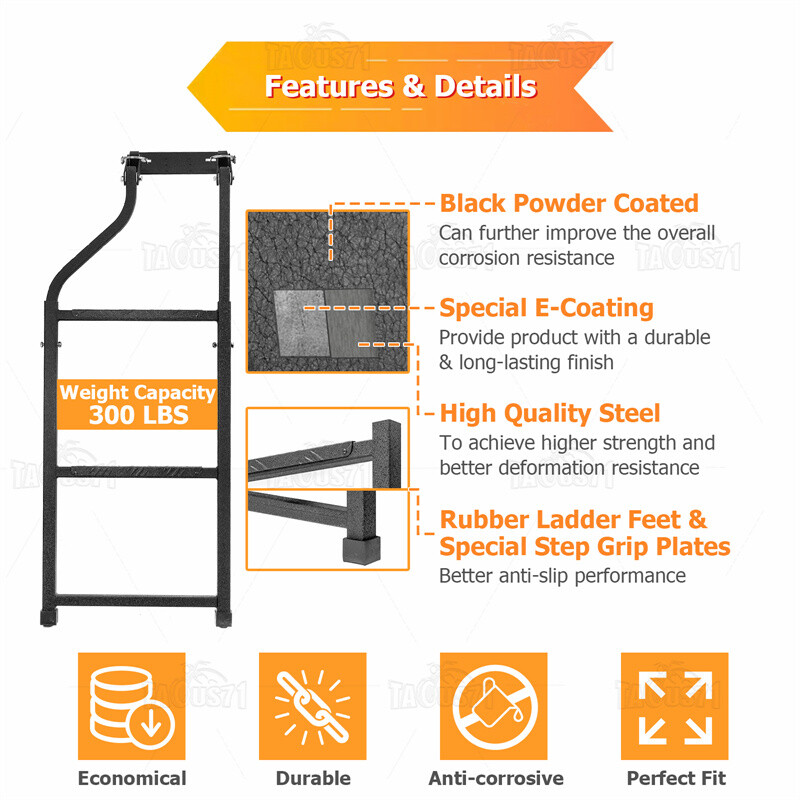 Tailgate Ladder Step Capacity 300lbs For 2009-2017 2018 Dodge Ram 1500 2500 3500