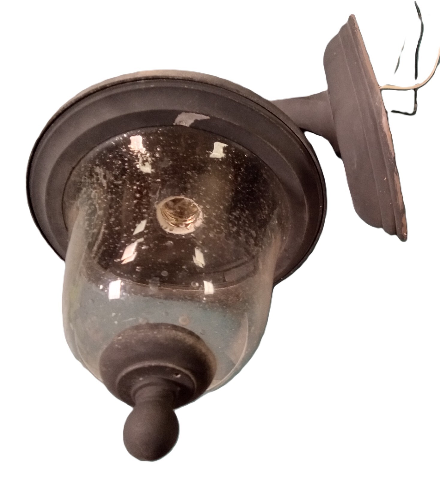 PAIR of Wall Lanterns Seeded Glass Vintage Light Fixtures Porch Lighting Outdoor