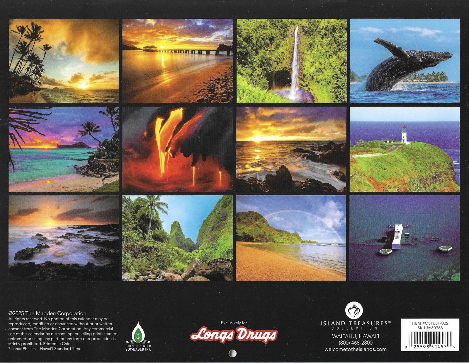2026 Hawaii Wall Calendar Beaches Volcano Waterfalls Sunsets Holidays Scenic