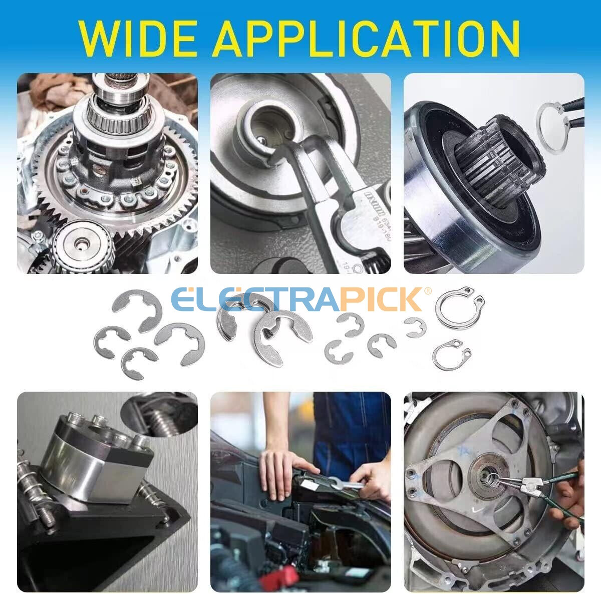 327Pcs Stainless Steel E-Clip Circlip Kit Retaining Ring Assortment Set 24 Sizes