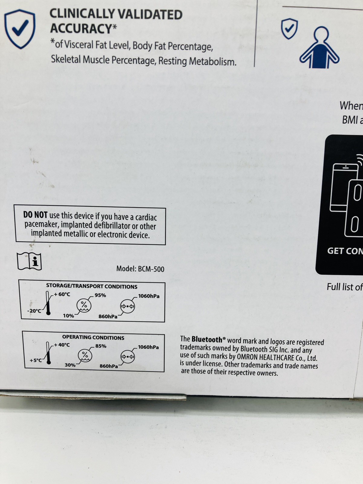 Omron BCM-500 Bluetooth Body Composition Monitor and Scale - Black