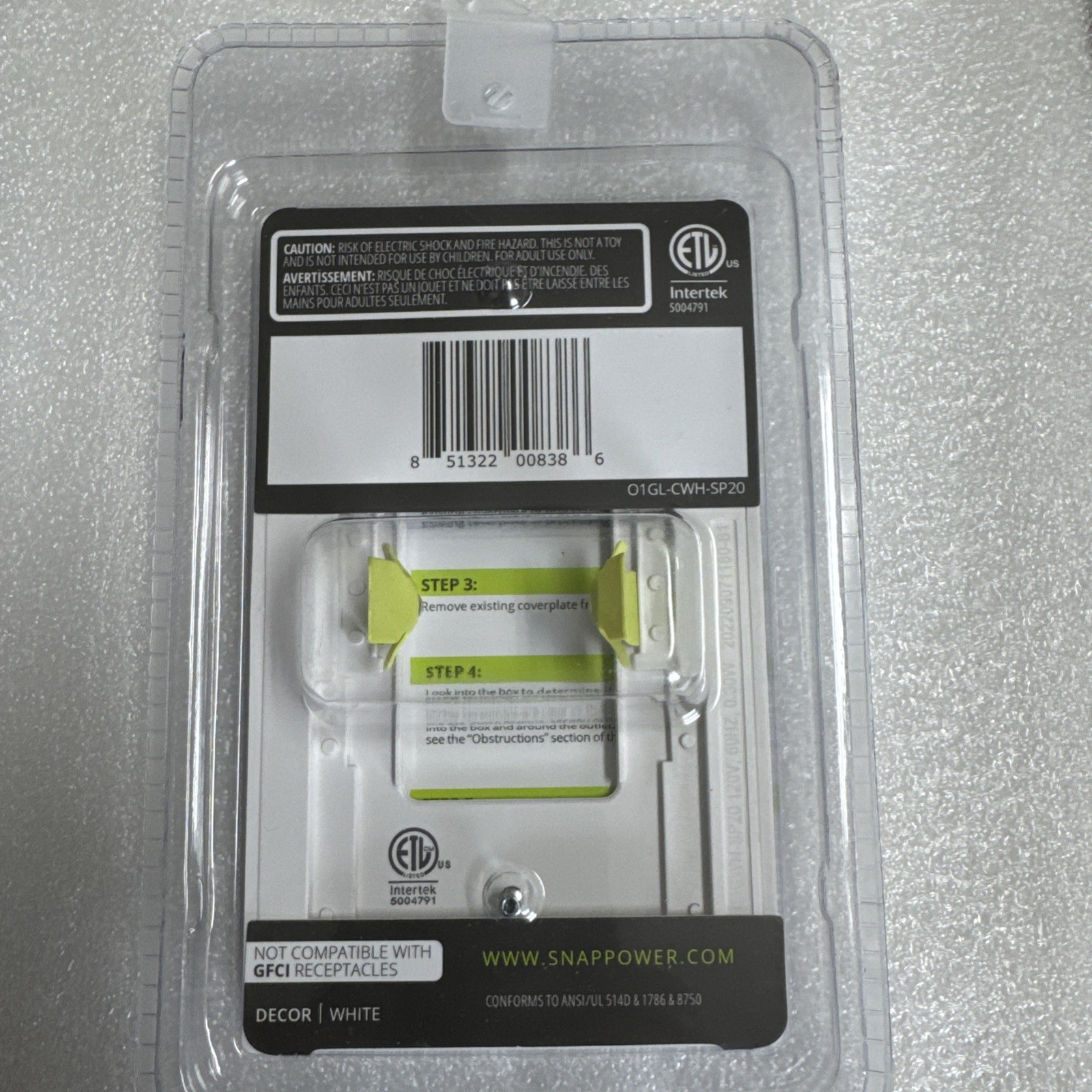 SnapPower GuideLight 2 PLUS -Gang LED Wall Plate, White O1GLCWH-SP20 SnapPower