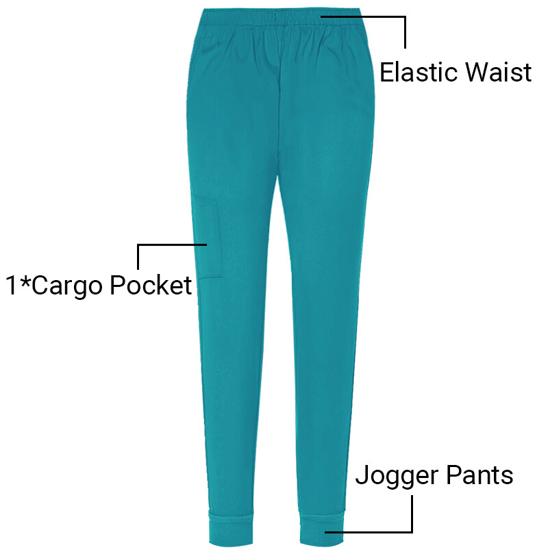 Stretch Scrub Women Solid V-Neck Top Cargo Jogger Pant Medical Nurse Uniform
