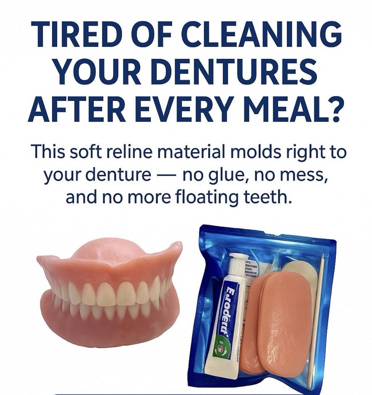 Fix Loose Dentures DIY Denture Reline Pink Gum Strips Reusable Fit No Teeth