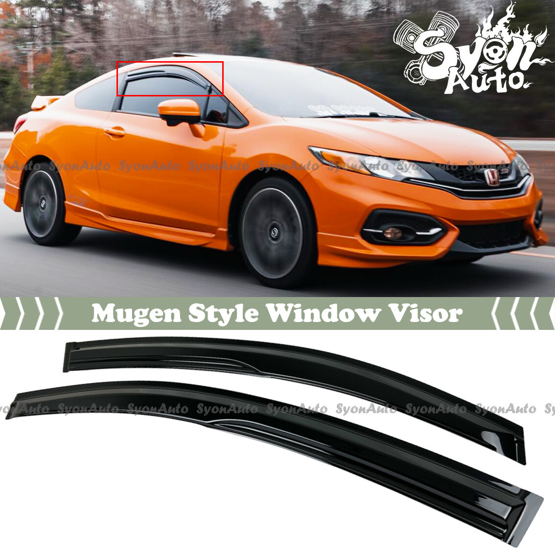 FITS 2012-15 HONDA CIVIC 2DR COUPE MUGEN STYLE WINDOW VISOR RAIN GUARD DEFLECTOR