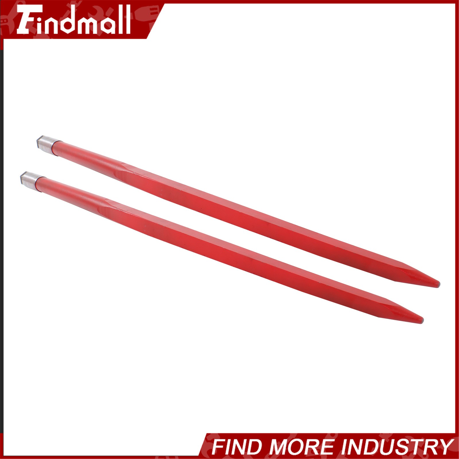 2-Pack Red Hay Bale Spear 49" 4500 lbs Capacity Spike Fork For Loaders Tractors