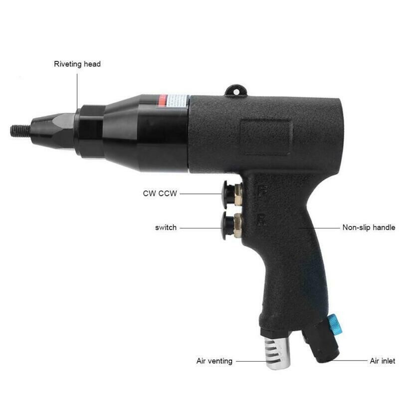 Pneumatic Rivet Nut Gun Rivnut Setting Gun Riveter Air Riveting Tool M6-M8 1/4''