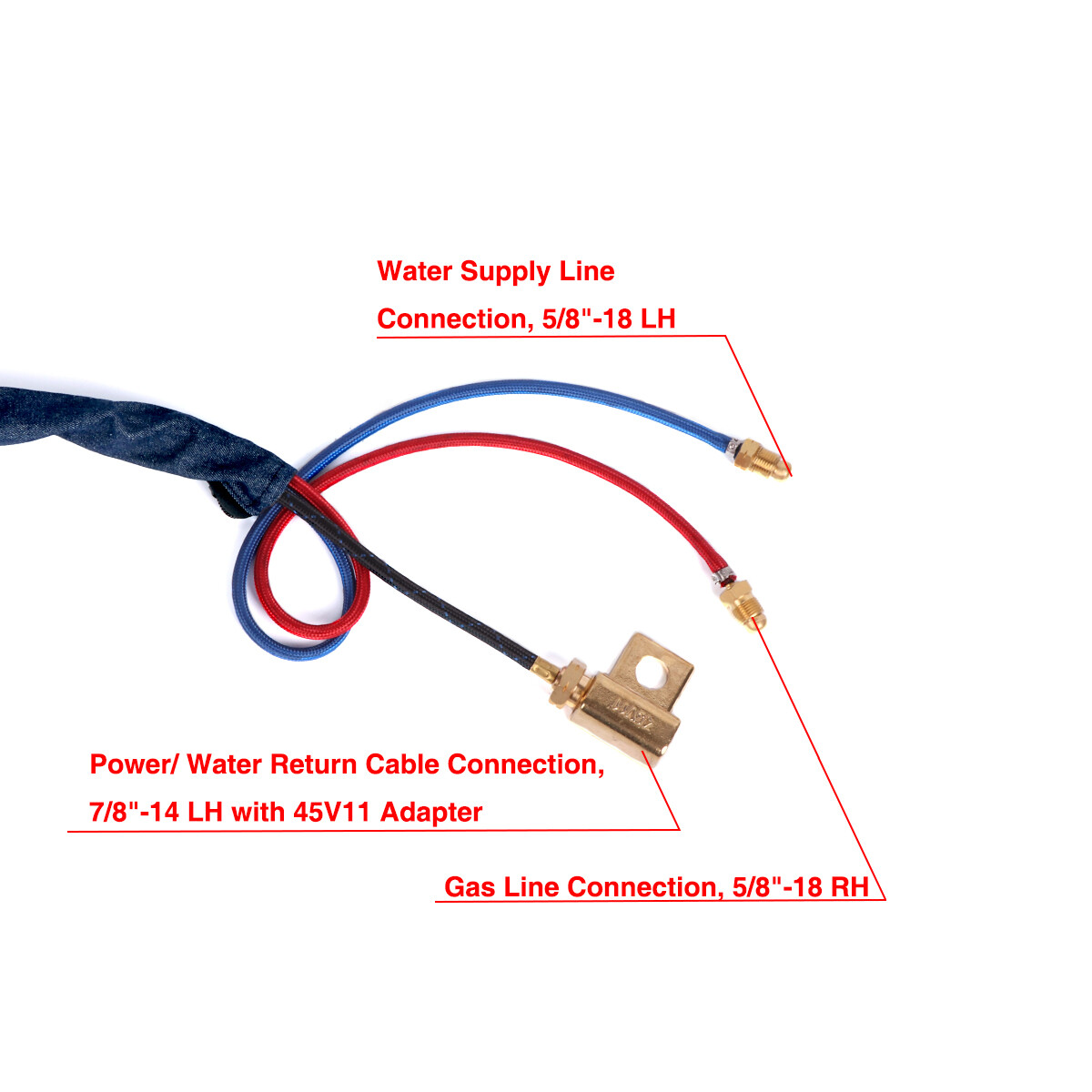 WP-20F Water-Cooled Flexible TIG Welding Torch 25ft with 45V11 Adapter