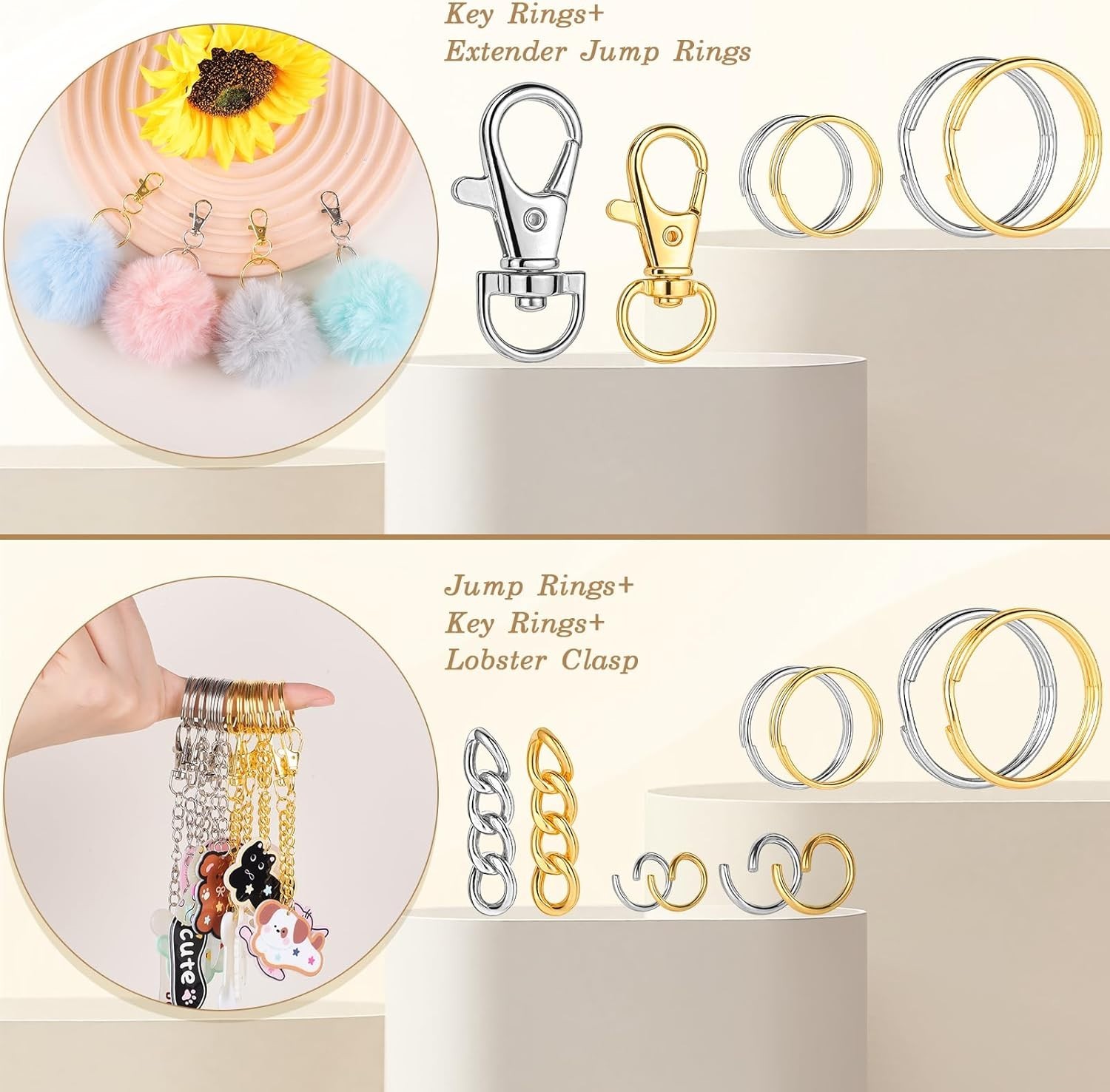 1130PCS Keychain Making Kit Jump Rings for Jewelry DIY Key chain Supplies wit...