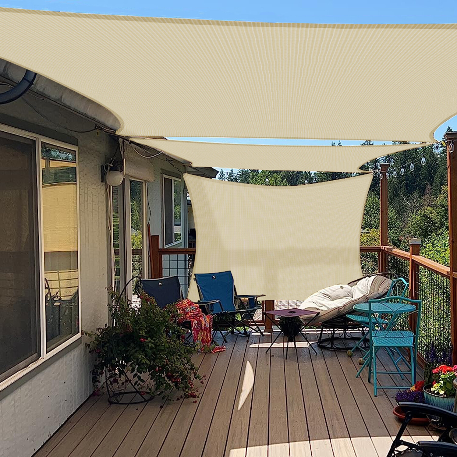 Outdoor Sun Shade Sail Rectangle UV Canopy Sunshade Cover For Garden Pool Yard