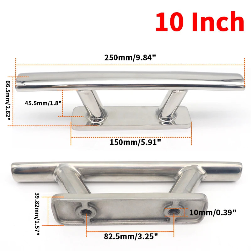 6/8/10/12 inch Rope Cleat Deck 316 Stainless Steel Base Boat Deck Fittings