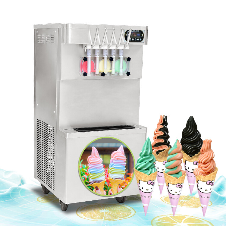 KolIce Commercial ETL 5 Flavors Soft Ice Cream Machine,Yogurt Ice Cream Maker