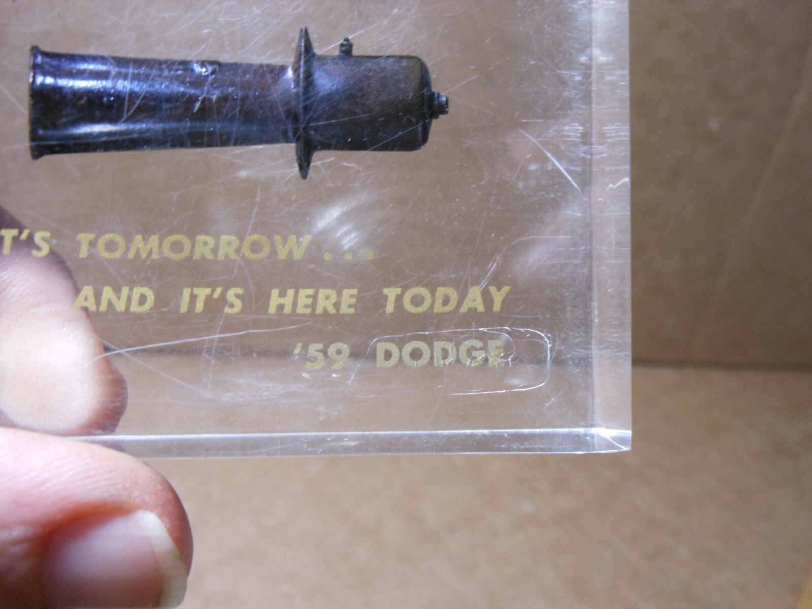 Vintage 1959 Dodge Lucite Desk Paperweight The Truth Is . . .