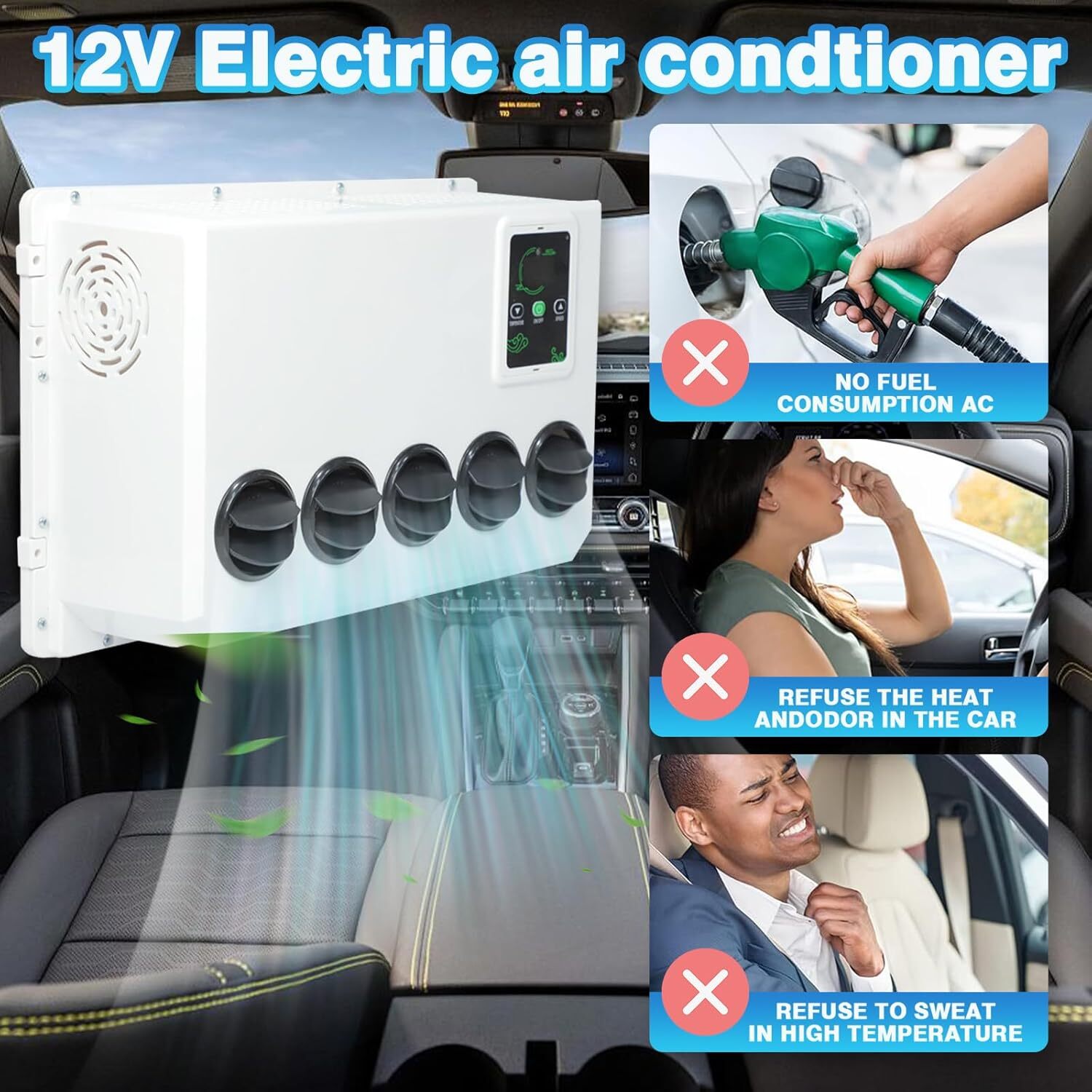 12V Split Truck Air Conditioner 12000Btu A/C Fit Semi Trucks Bus Tractor Caravan