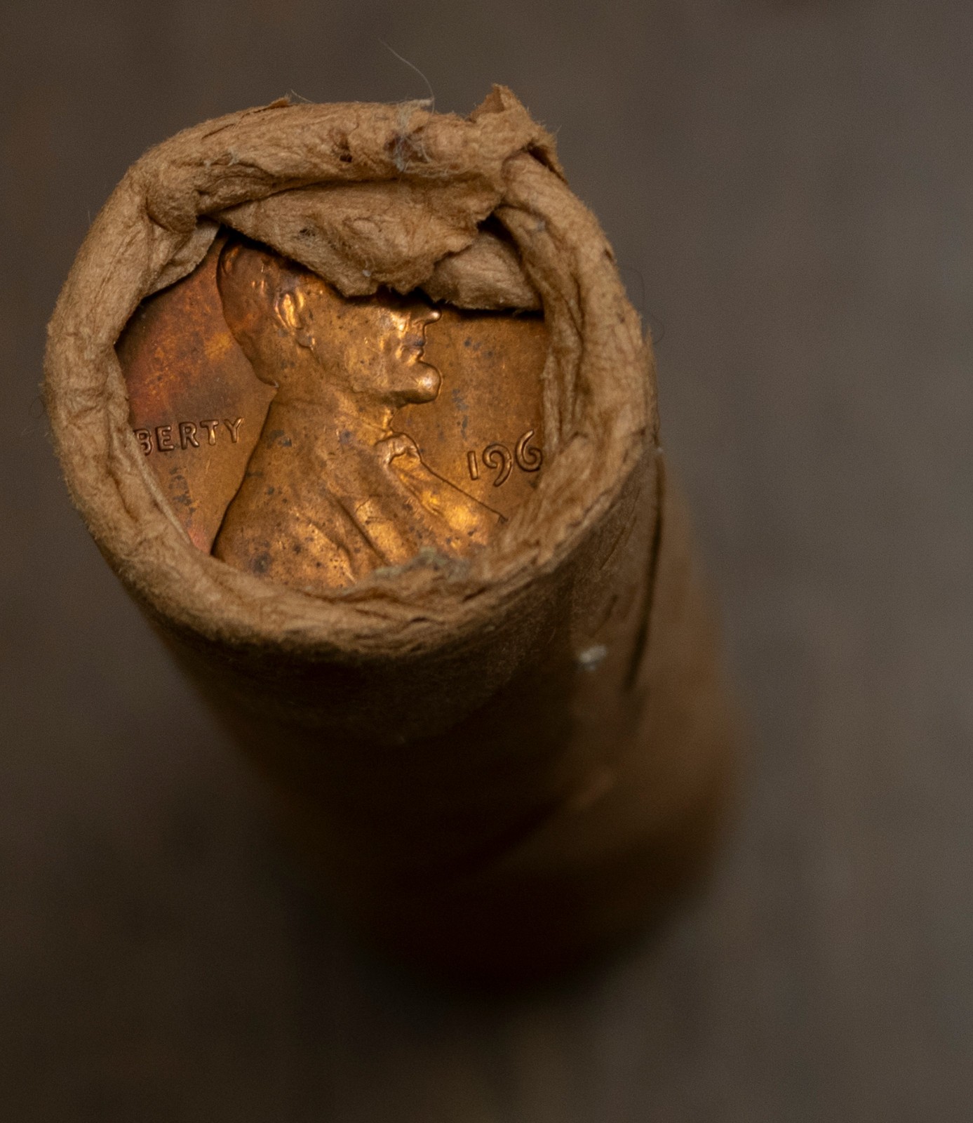 1964 OBW Lincoln Memorial BU Roll Damaged Wrapper One End Coin Ugly.....Lot 4947