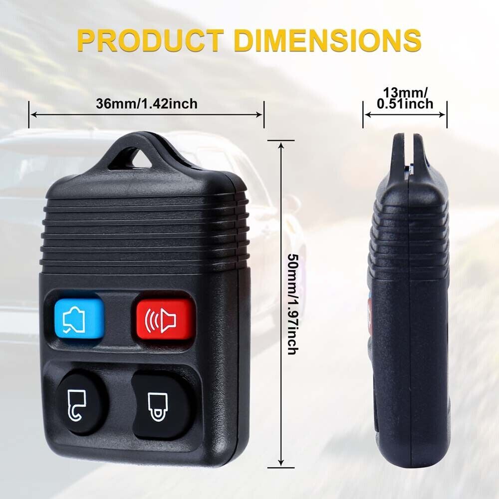 For Ford Replacement Alarm Remote Keyless Entry Control Key FOB Clicker 4 Button