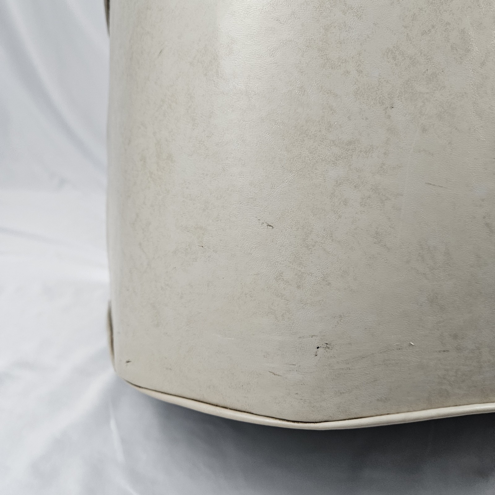 Vintage Storage Ottoman Footstool Bench Gray Naugahyde Boho Mid-Century