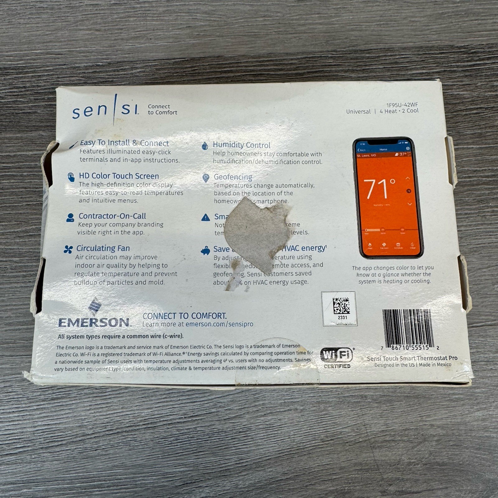 1F95U-42WF Emerson Sensi Touch Smart Thermostat New Open Box