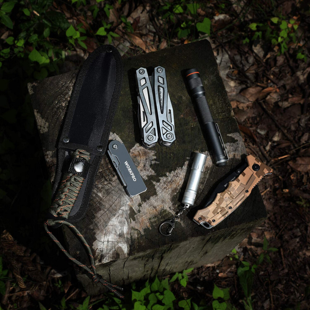 WORKPRO 3PC Compact Folding Utility Knife Lock Back Box Cutter Clip Pocket Knife