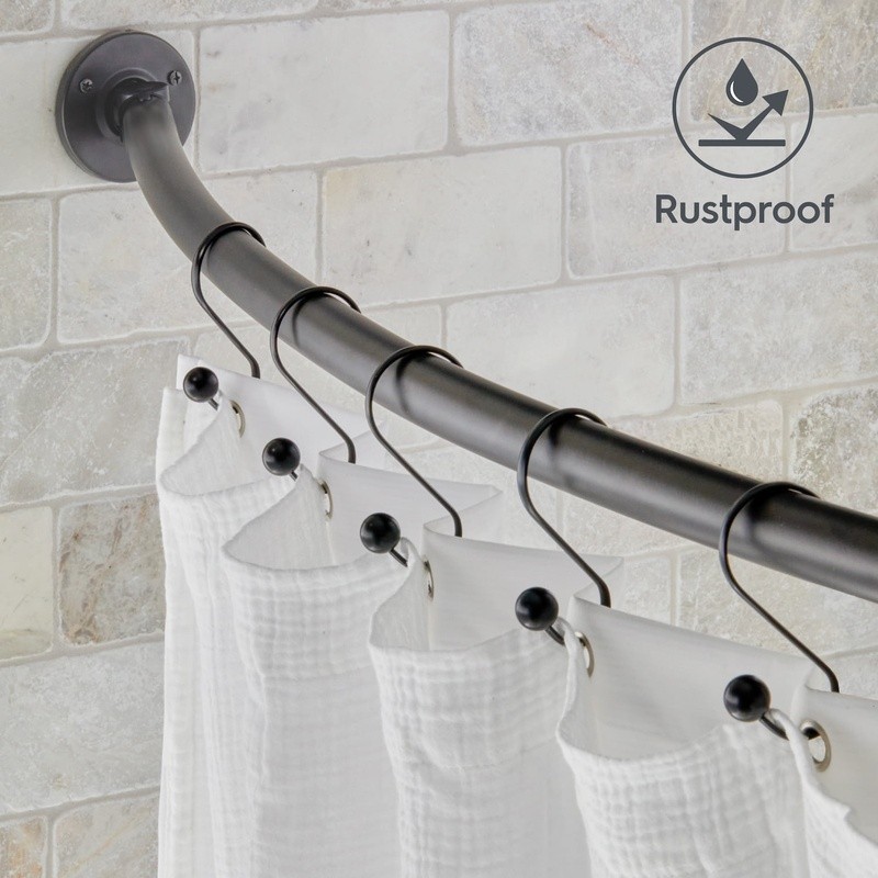 Rust-Proof Curved Rotating Shower Rod Adjustable Elbow Room 45-72 Inch New