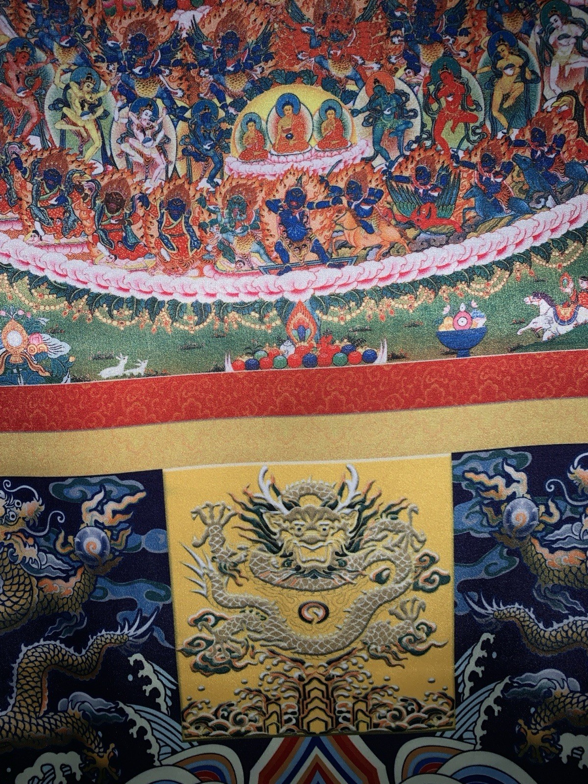 Buddha Tibetan Thangka Art 20 x 34" tapestry printed fabric nice Urgyan Chang