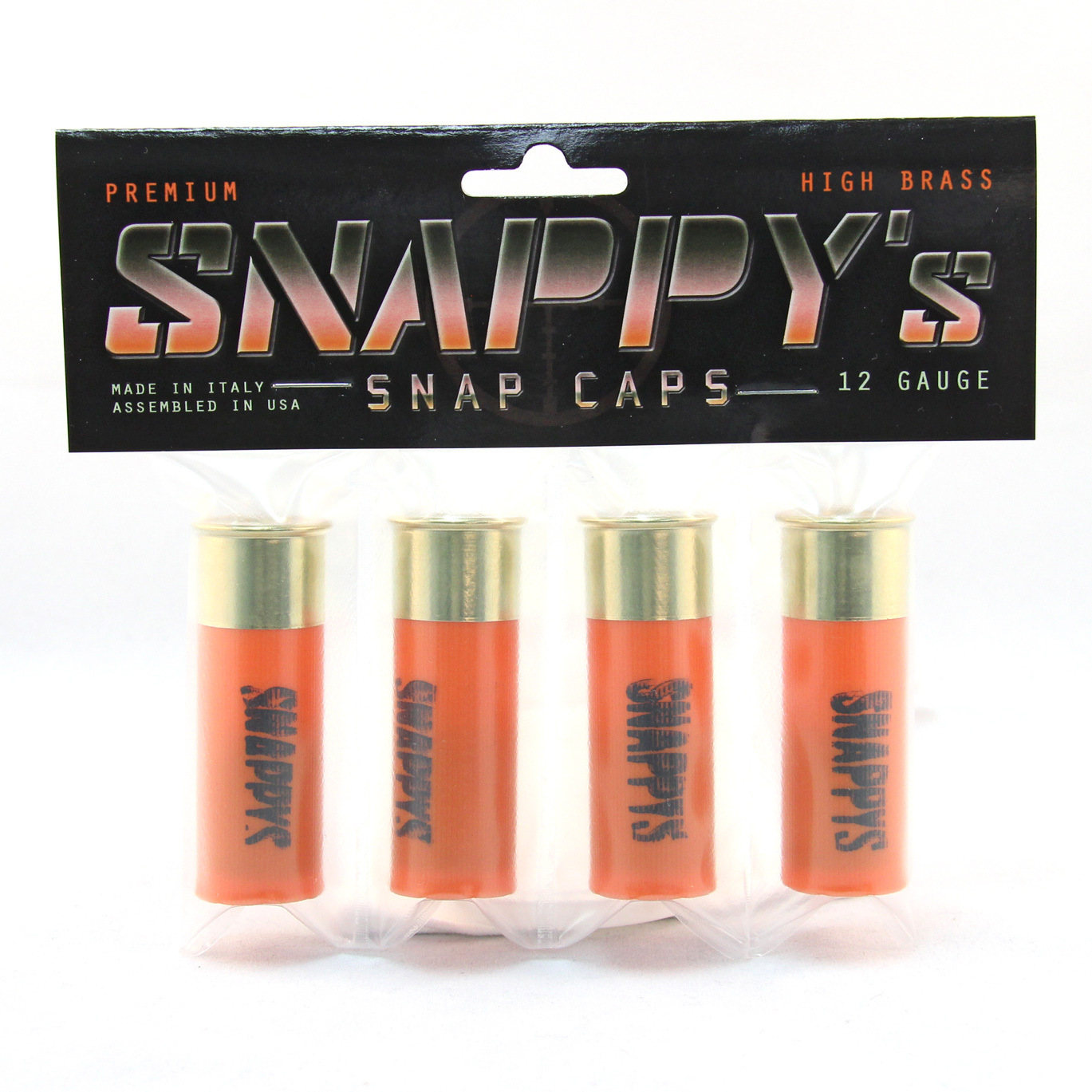 SNAPPYs 12 Gauge Shotgun Snap Caps High Brass Realistic 4 PACK Prop Blaze Orange