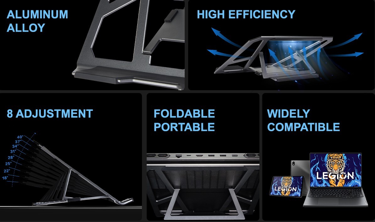 Legion/Lenovo Gaming Laptop Cooling Stand, Z4 Slim, Aluminum Alloy, Genuine 2024