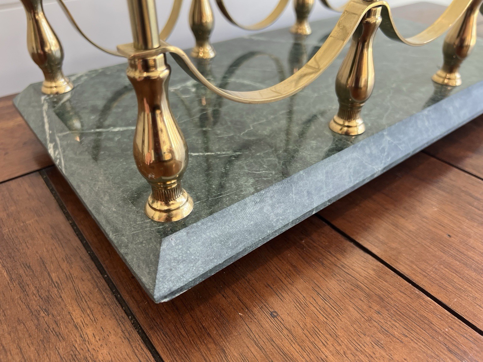 WINE Bottle RACK TRAY Magazine HOLDER Brass Marble BARWARE CHIC DUDE