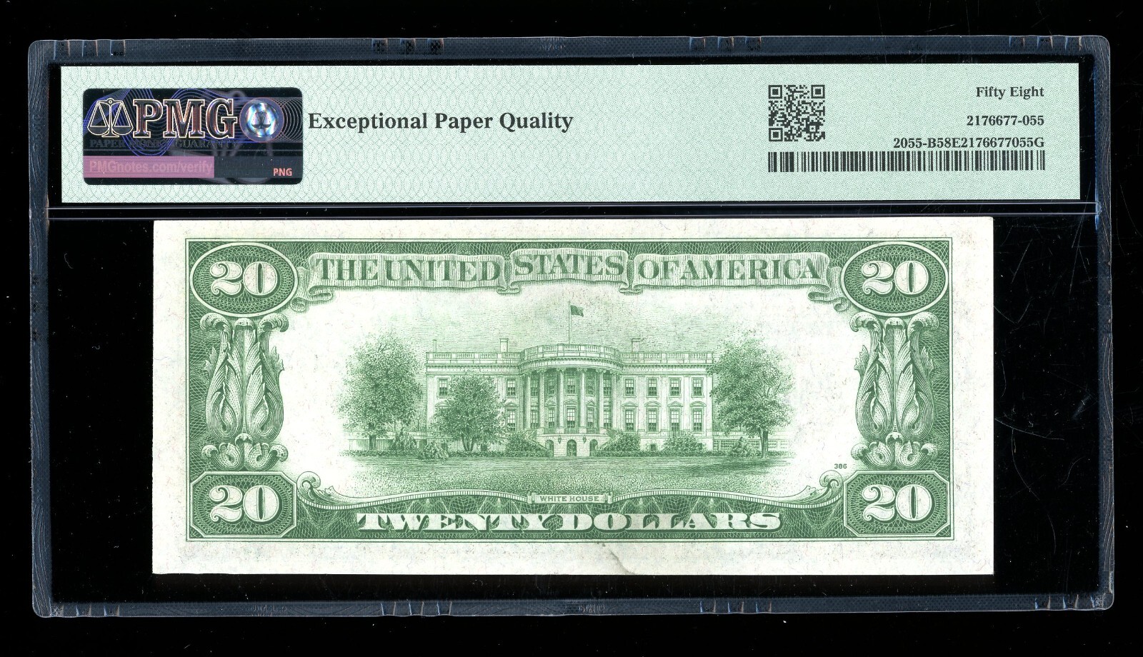 DBR 1934-A $20 FRN New York Fr. 2055-B PMG 58 EPQ Serial B88016406A