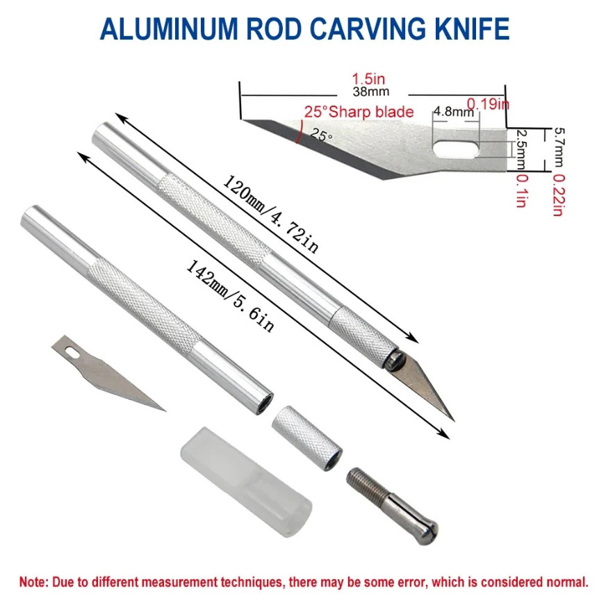 1set Aluminum Alloy Craft Knife Precision Carving Art Cutting Tool Kit - NEW