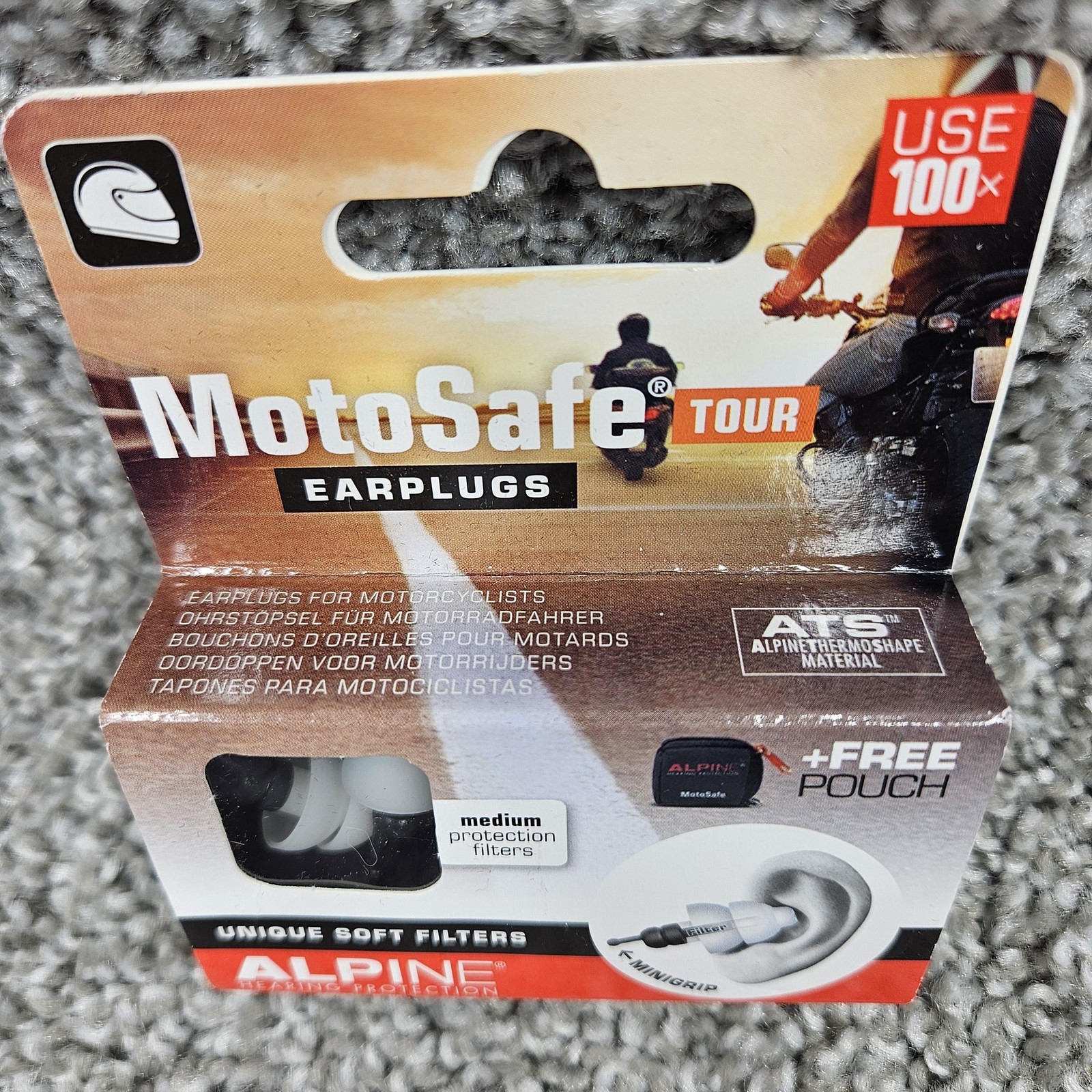 Alpine MotoSafe Tour Ear Plugs Medium White Motorcyclist Free Pouch NEW