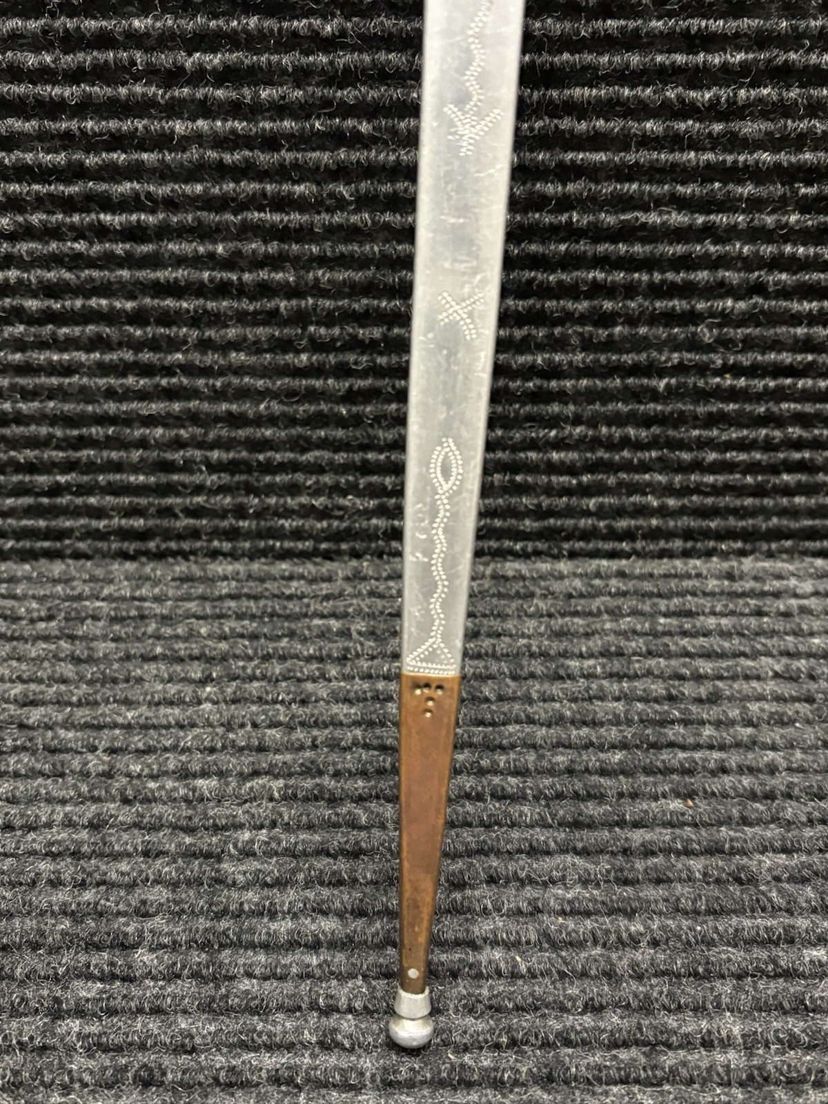 Vintage Luzon Philippine Dagger Engraved Brass Blade Scabbard Tourist Souvenir