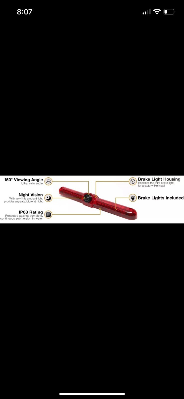 RVS Systems RVS-917 Surface Mounted 3rd Brake Light Backup Camera NEW universal