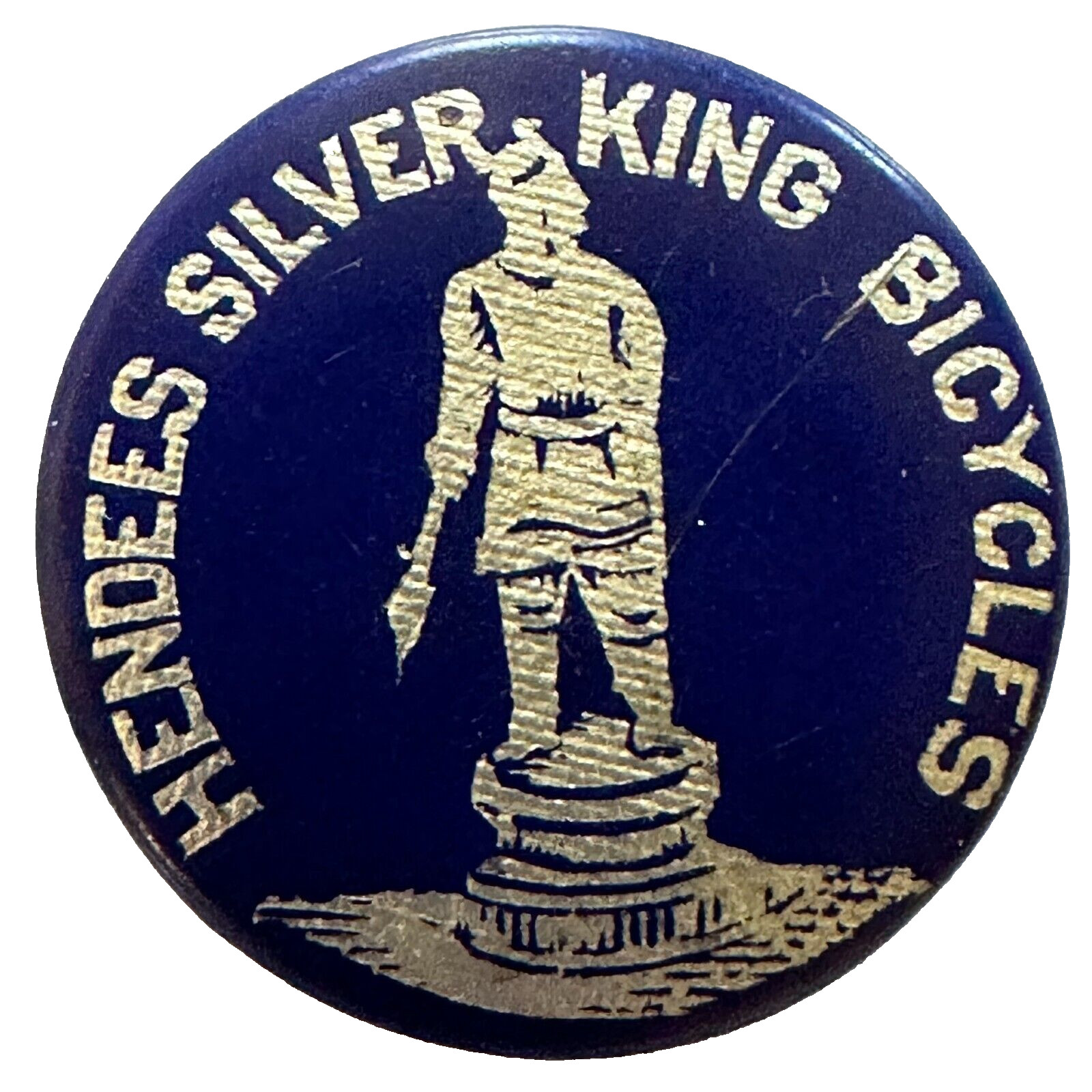 Hendee's Silver King Bicycles Hendee & Nelson Mfg Co Stud Back Celluloid Button