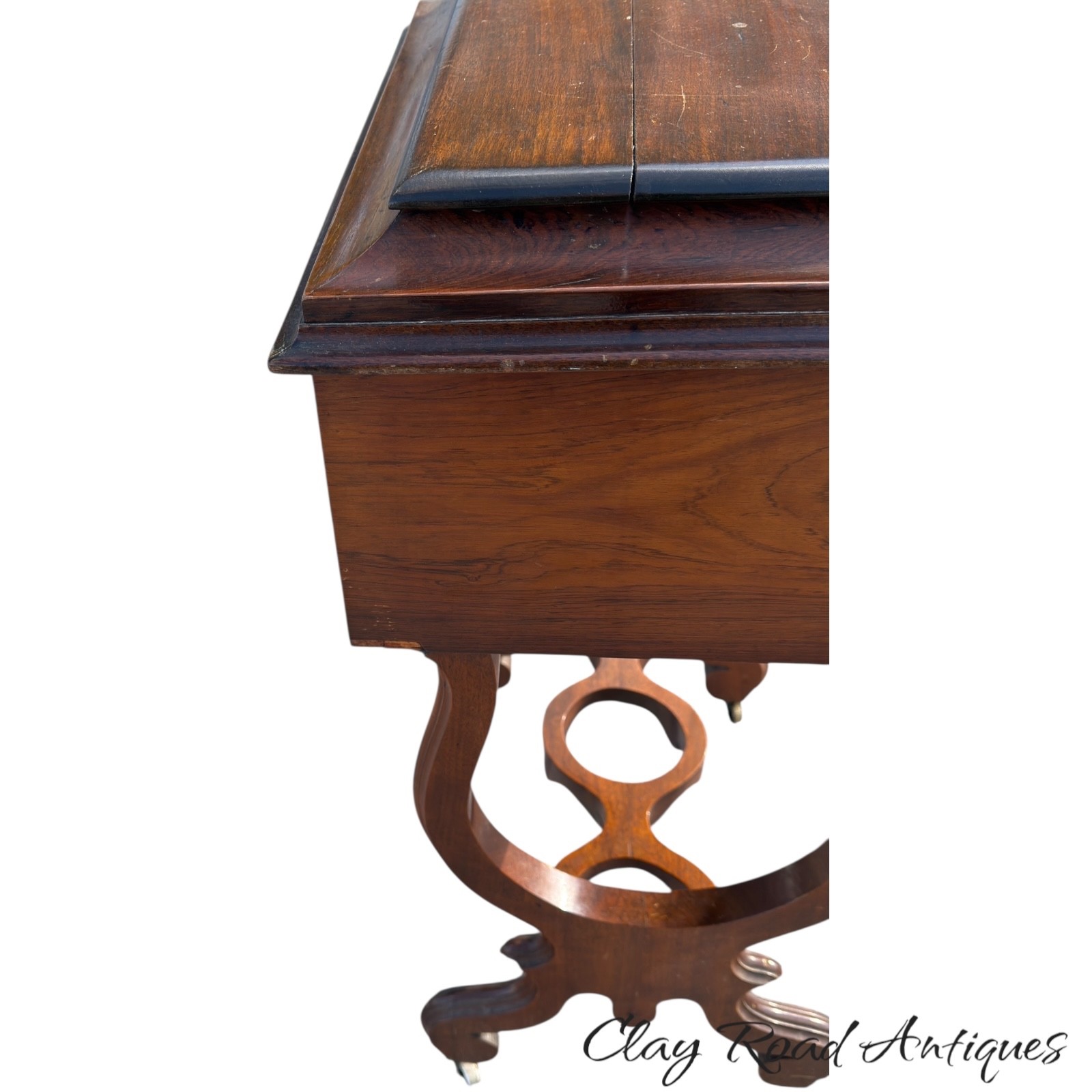 Antique Rosewood victorian sewing stand table work transitional 1870 classical