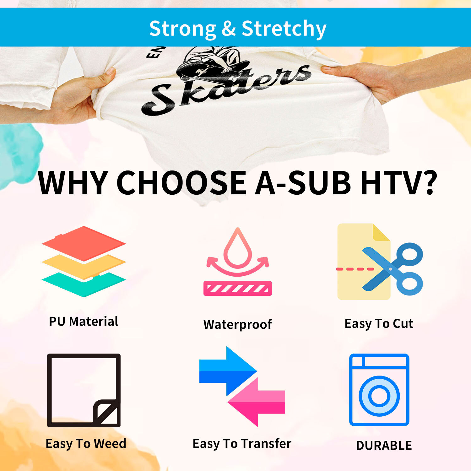 A-SUB Sublimation HTV for Dark Fabrics T-shirt 12" x 10FT-30FT Matte White Vinyl