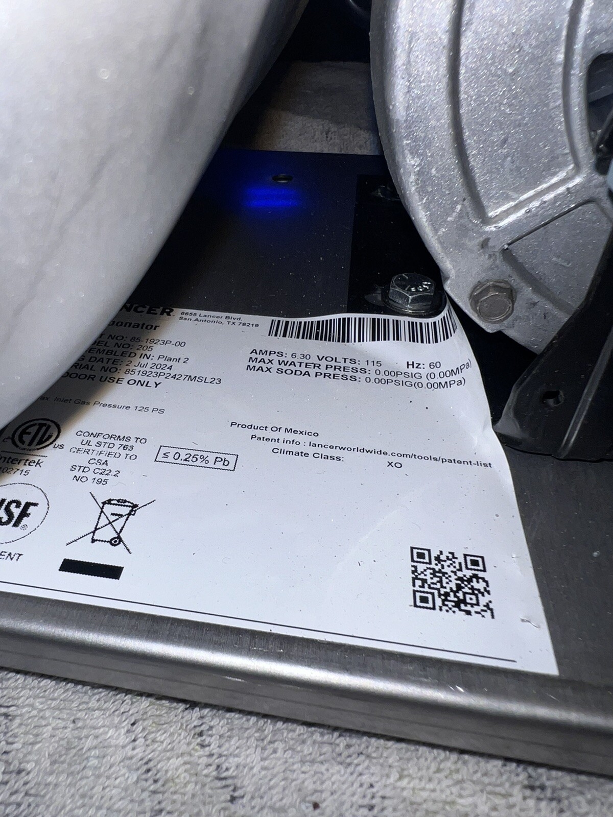 Lancer #85-1923-00 Turbo Carbonator Assembly, Fast Flow, 115v