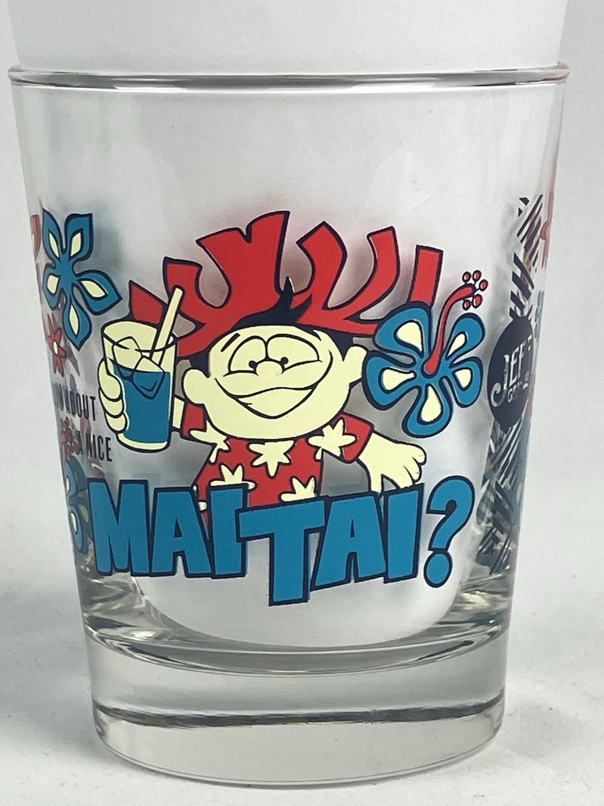 How About a Mai Tai? Mai Tai Glass Jeff Granito Tikiland Trading 14 Oz Blue New
